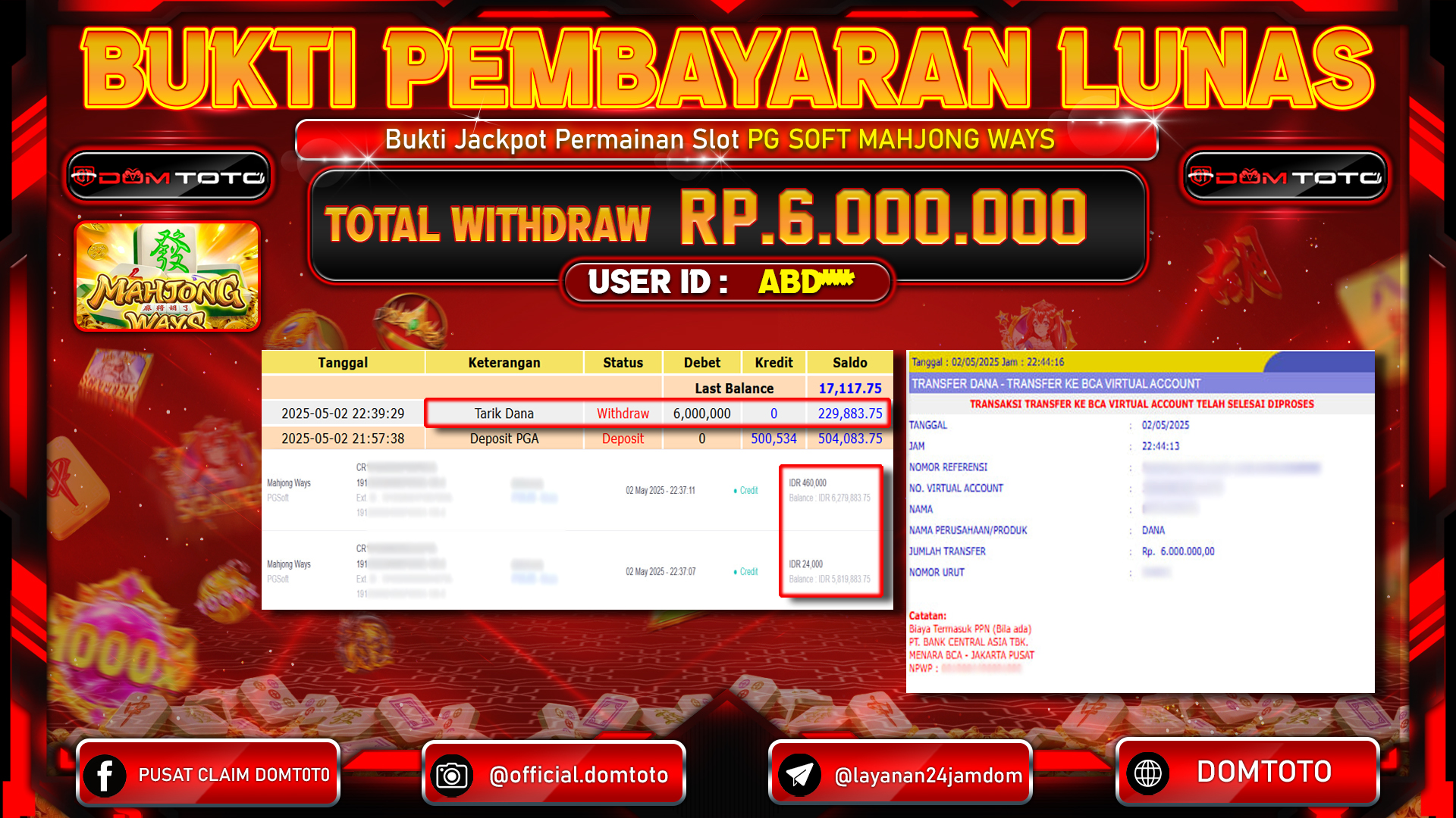JACKPOT SLOT MAHJONG WAYS 02 MEI 2025